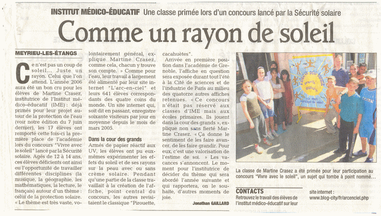 ARTICLE PARU EN PAGE R.. Soci�t� - Education, Ecoles - 